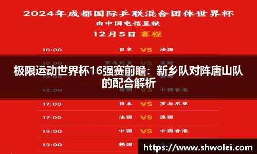 極限運動世界杯16強賽前瞻：新鄉(xiāng)隊對陣唐山隊的配合解析